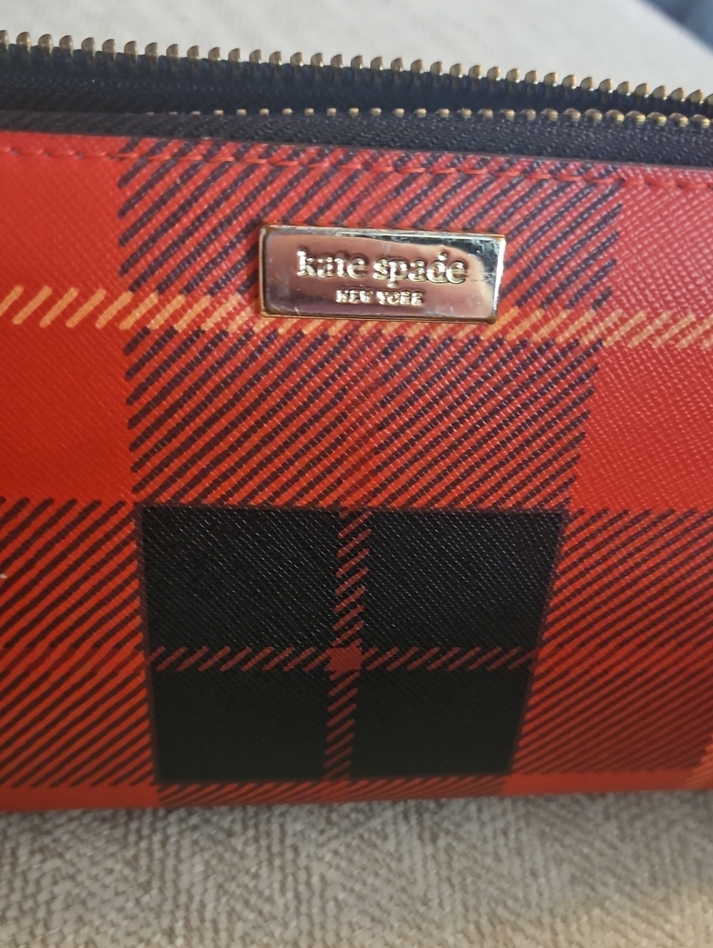 Kate Spade Newbury Lane Red Rachelle Plaid Satchel Wallet Make-up Bag Combo OS - Picture 9 of 16